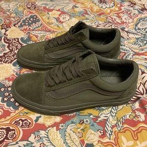 Army green suede old skool vans
